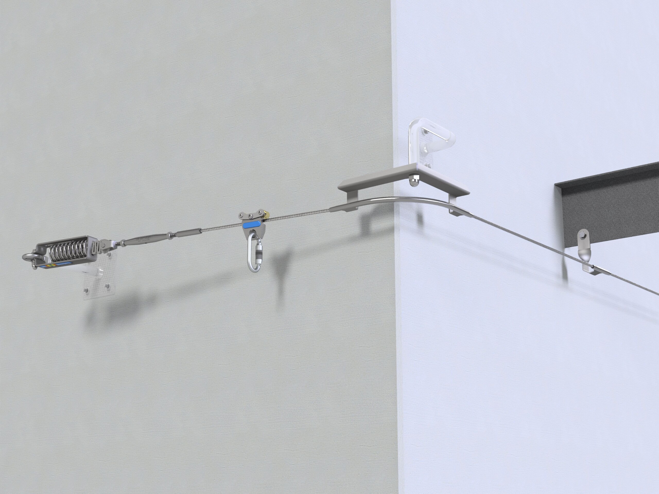 LUX-top® FSE 2003 I Horizontales Edelstahlseilsystem in überfahrbarer Ausführung (Wandbefestigung)